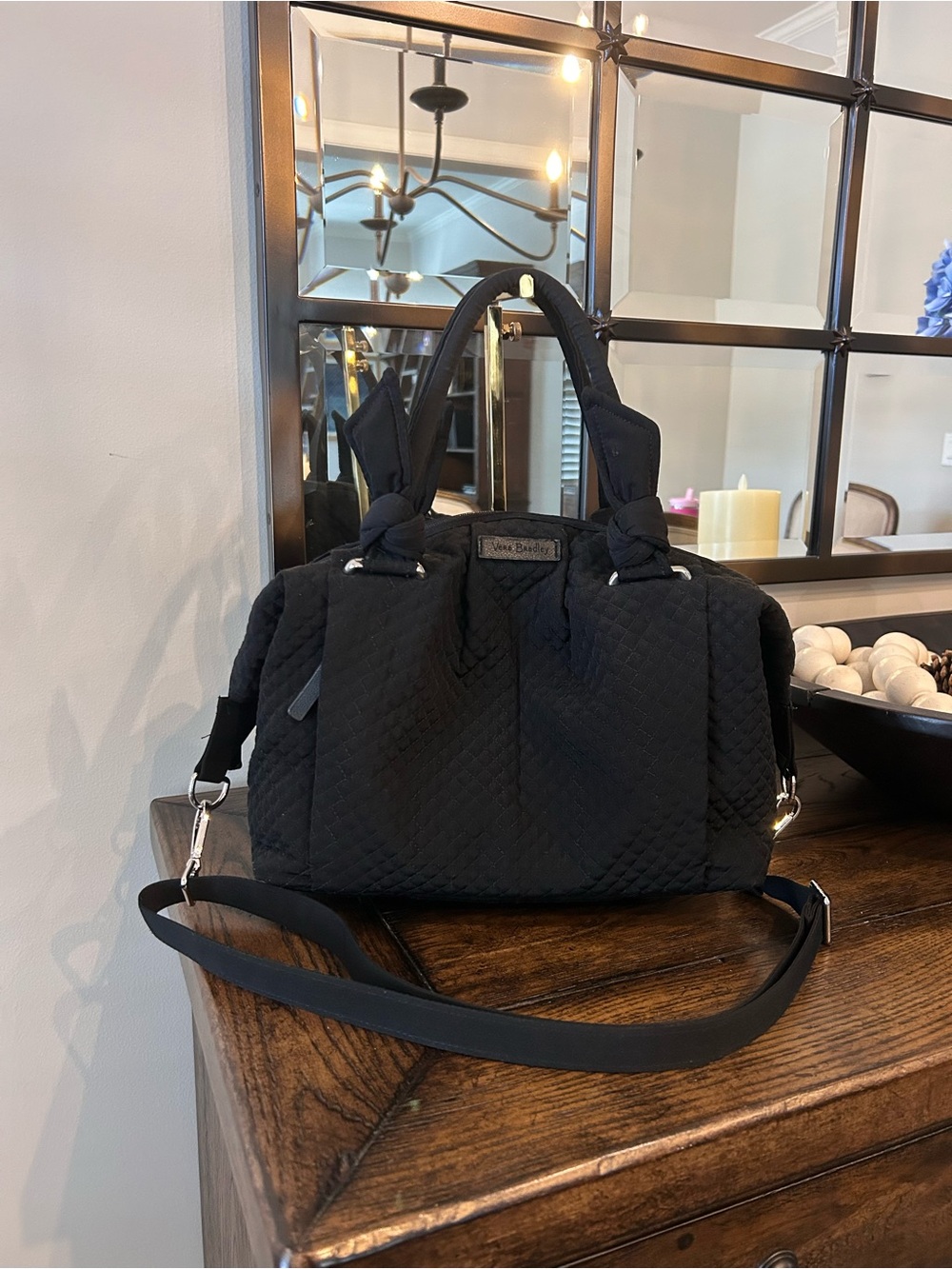 Vera Bradley Hadley black quilted Satchel Handbag
